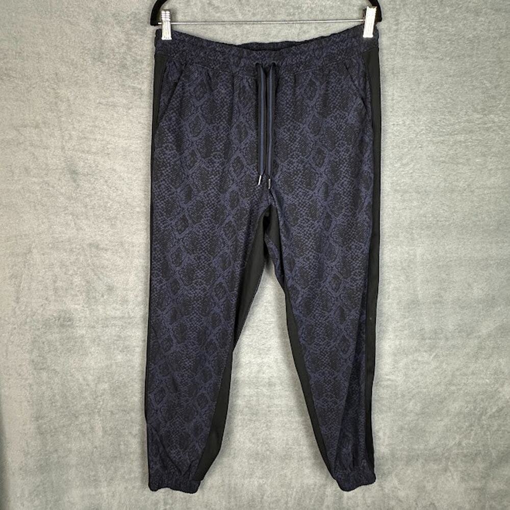 Athleta Pants Womens 12 Blue Black Brooklyn Jogger Comfort Active Travel Stretch